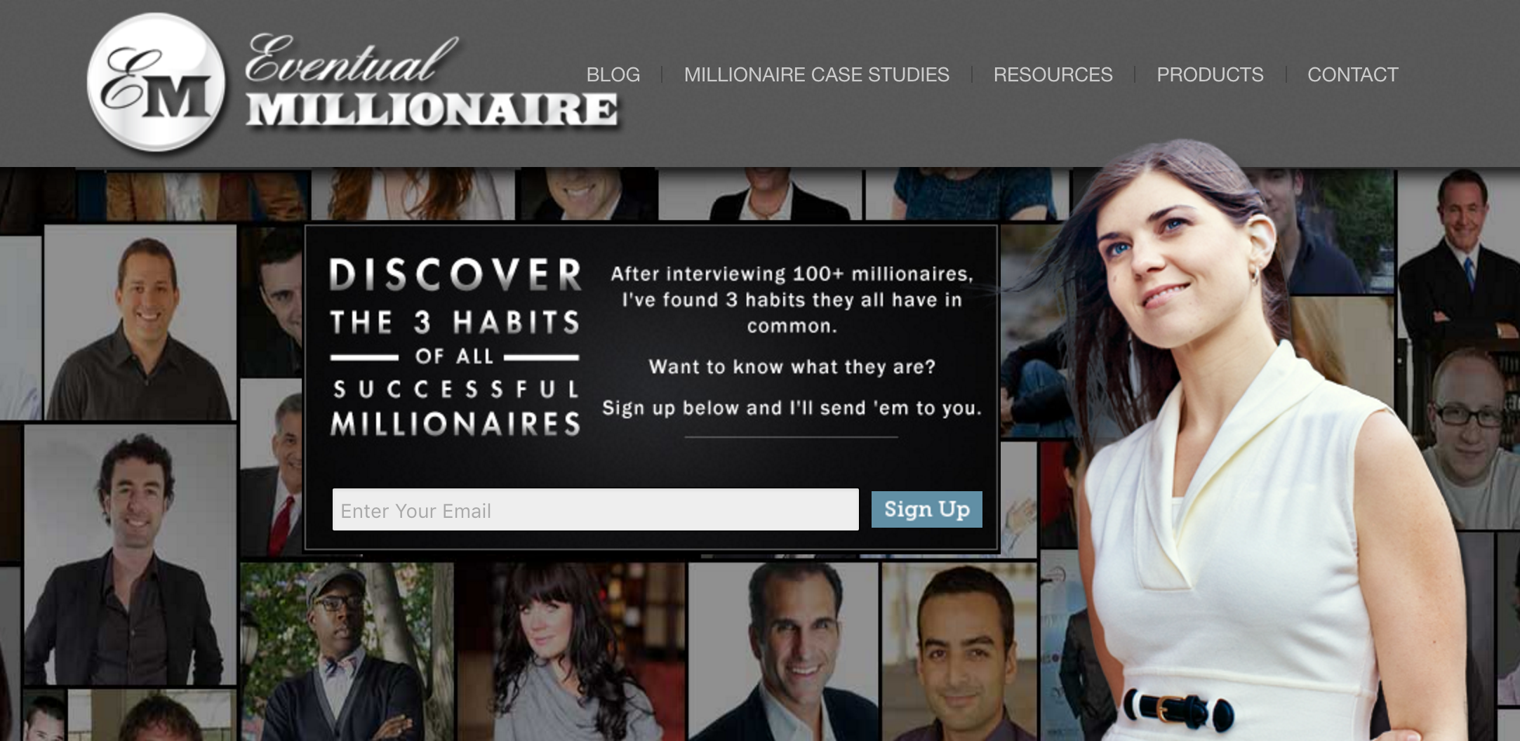 image of eventual millionaire's landing home page