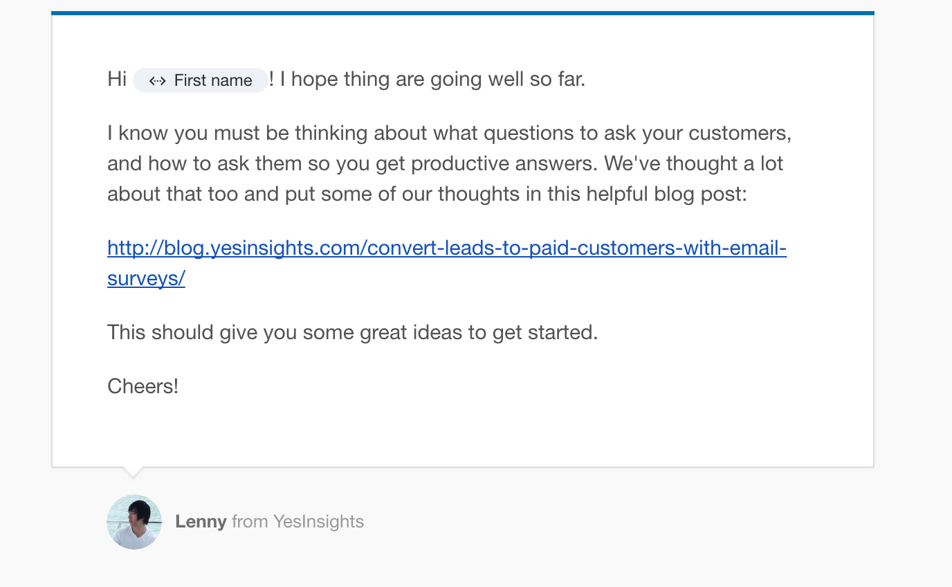image of yesinsights email used to increase engagement with clients to boost retention
