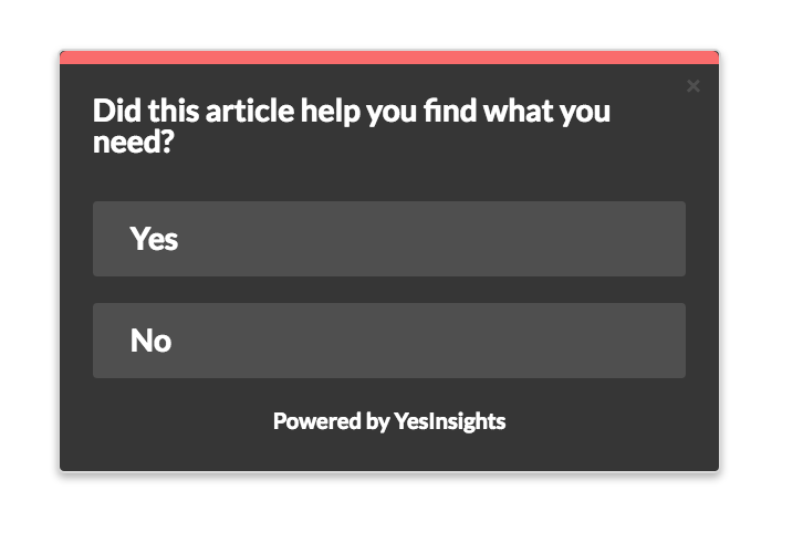 image of yesinsights website widget asking a closed question to open the customer feedback loop