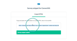 image of Step 7 - copying your convertkit snippet - of how to integrate yesinsights into convertkit